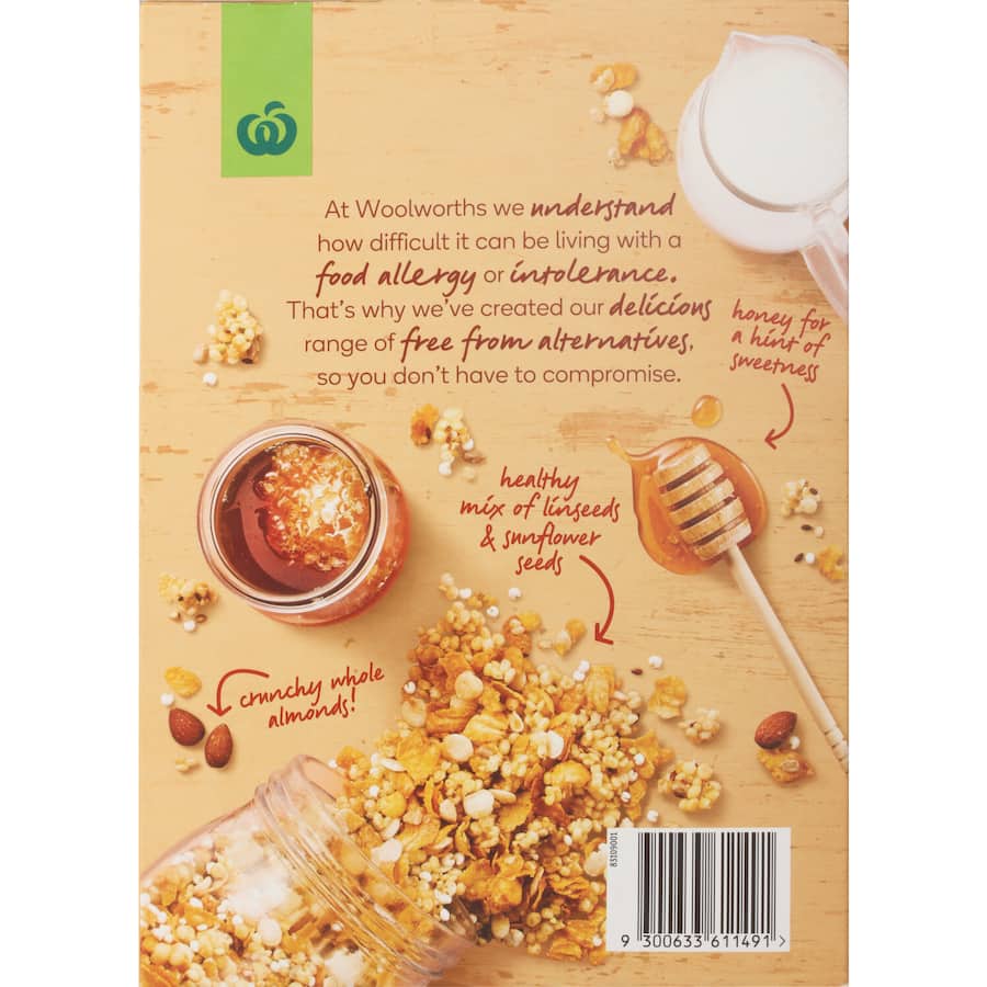 Woolworths Free From Gluten Cereal Honey Almond Crunch 350g