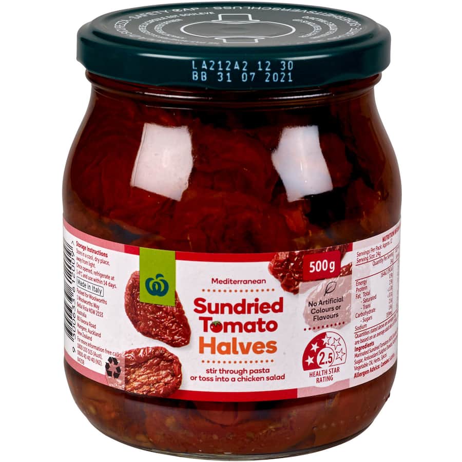 Woolworths Sundried Tomatoes Halves 500g