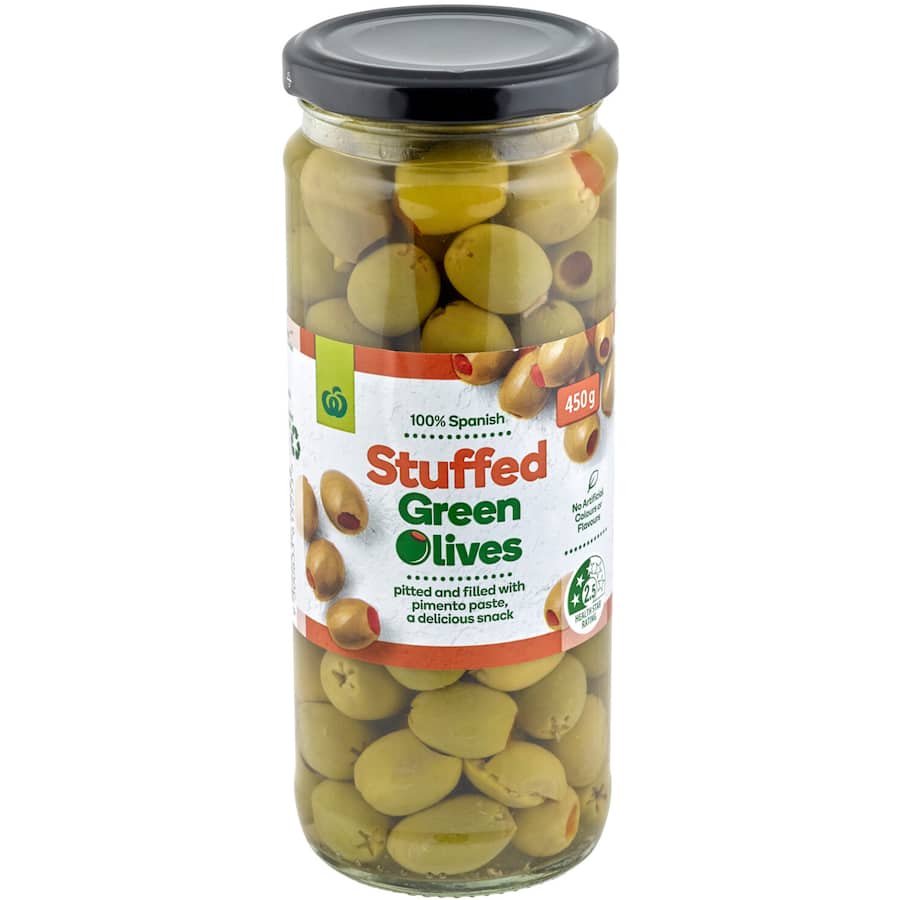 Woolworths Olives Green Stuffed 450g