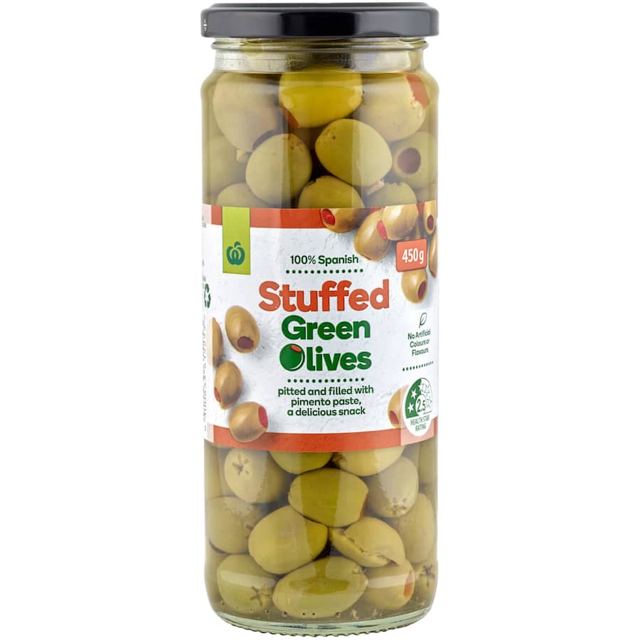 Woolworths Olives Green Stuffed 450g