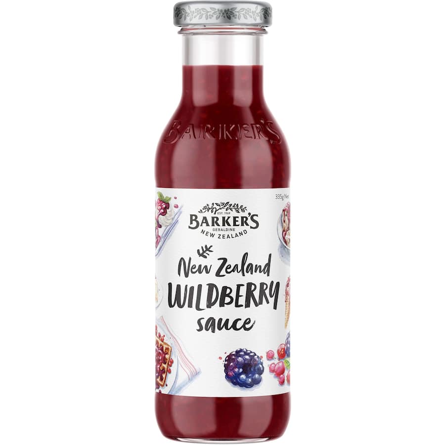 Barkers Berry Topping NZ Wild Berry Sauce Bottle 335g