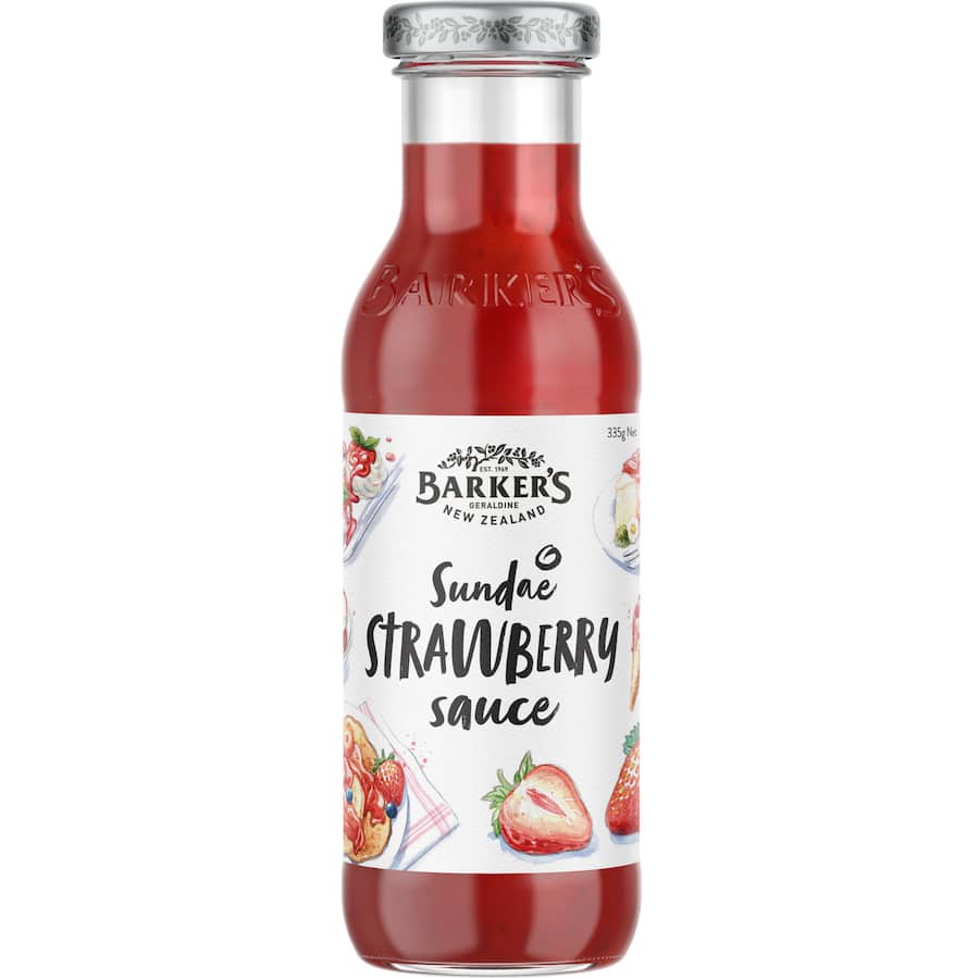 Barkers Berry Topping Strawberry Sundae Sauce Bottle 335g