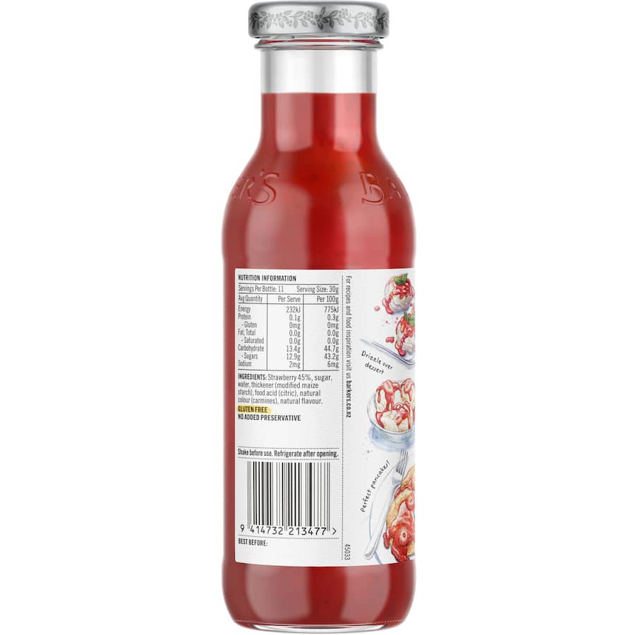 Barkers Berry Topping Strawberry Sundae Sauce Bottle 335g