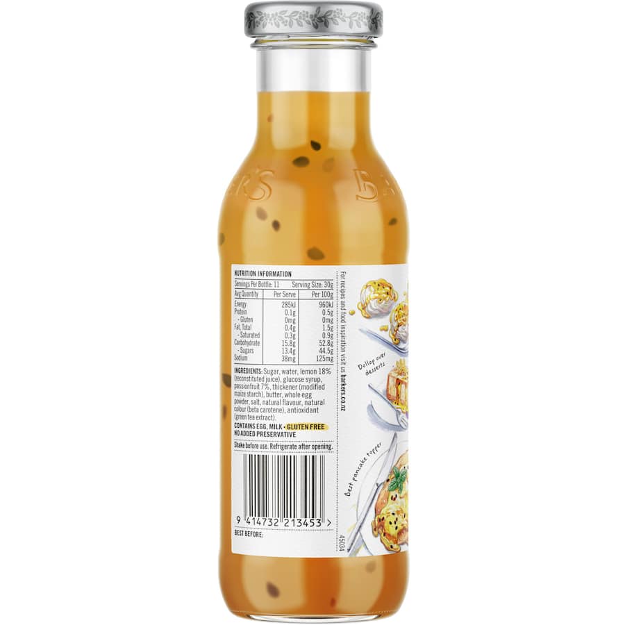 Barkers Passionfruit Lemon Topping Bottle 345g
