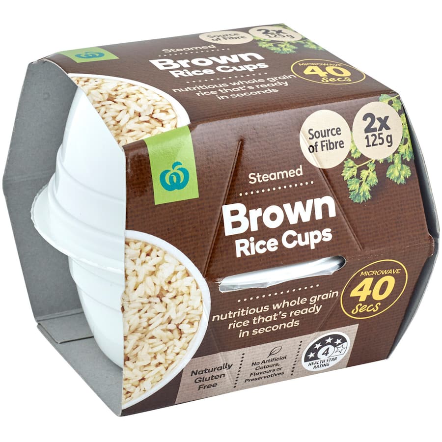 Woolworths Brown Rice Microwave 2 X 125g Cups 250g