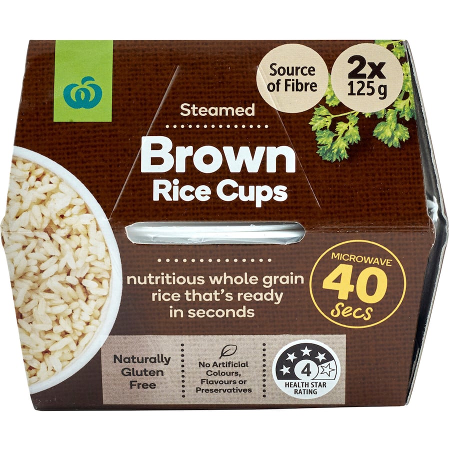 Woolworths Brown Rice Microwave 2 X 125g Cups 250g