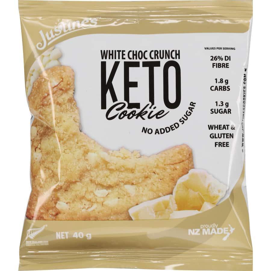 Justines Keto Cookies White Choco Crunch 40g