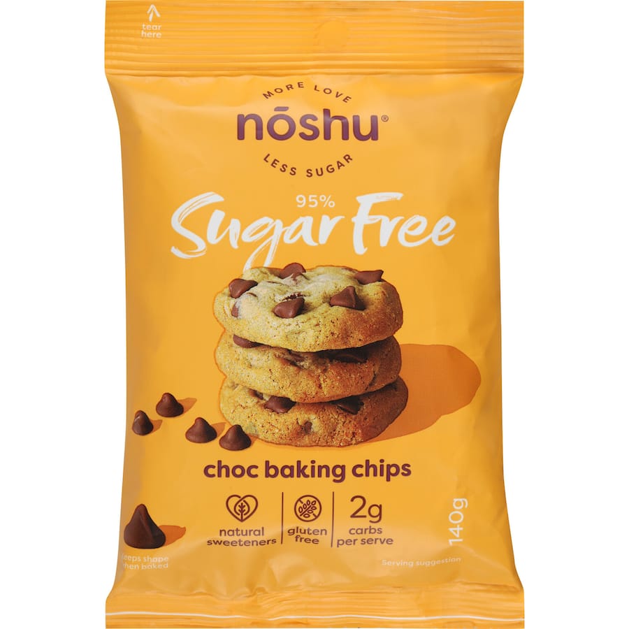 Noshu 95% Sugar Free Chocolate Chips Baking Bag 140g