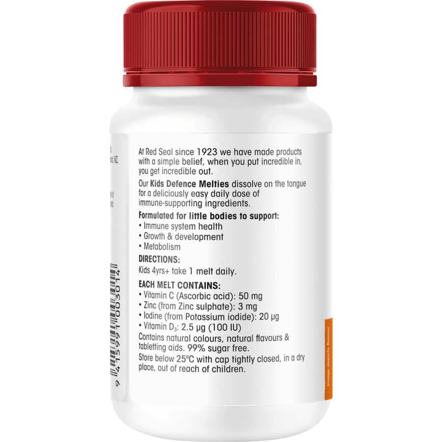 Red Seal Kids Melties Defence With Vitamin C & Zinc Orange 60ea