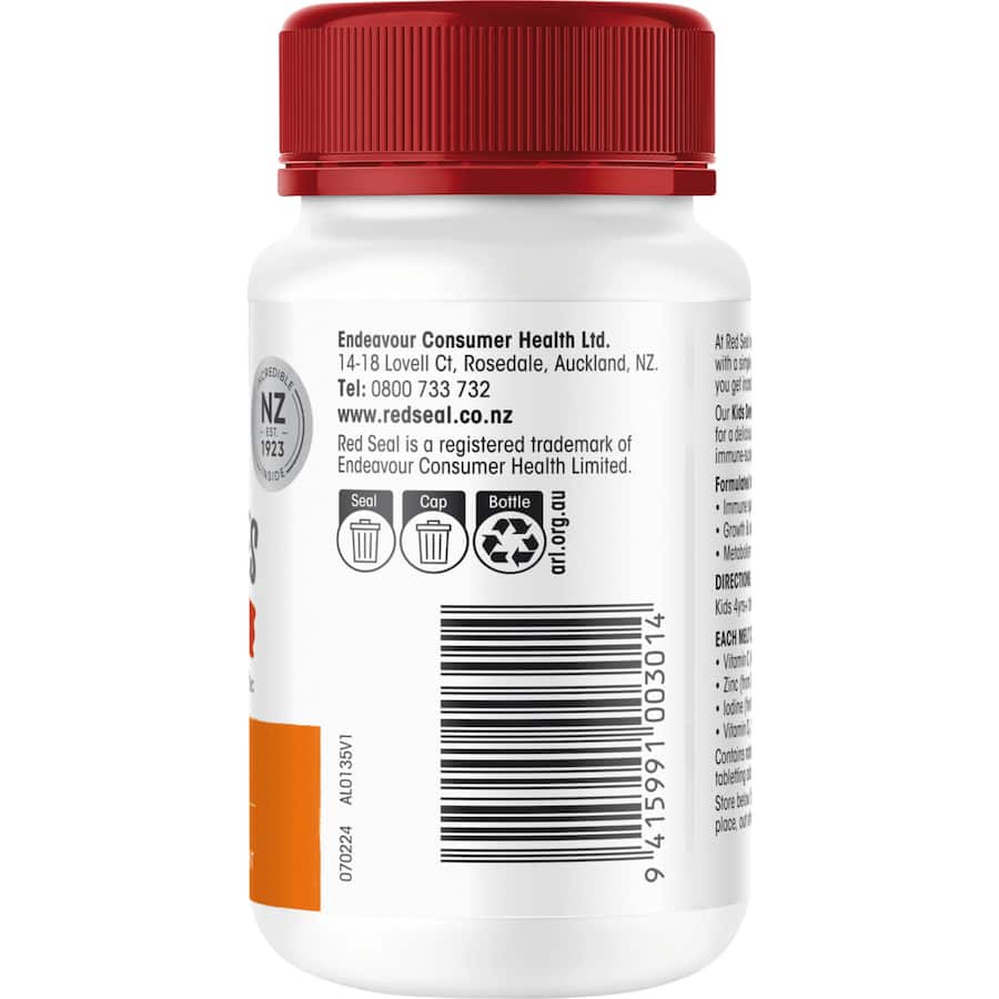 Red Seal Kids Melties Defence With Vitamin C & Zinc Orange 60ea