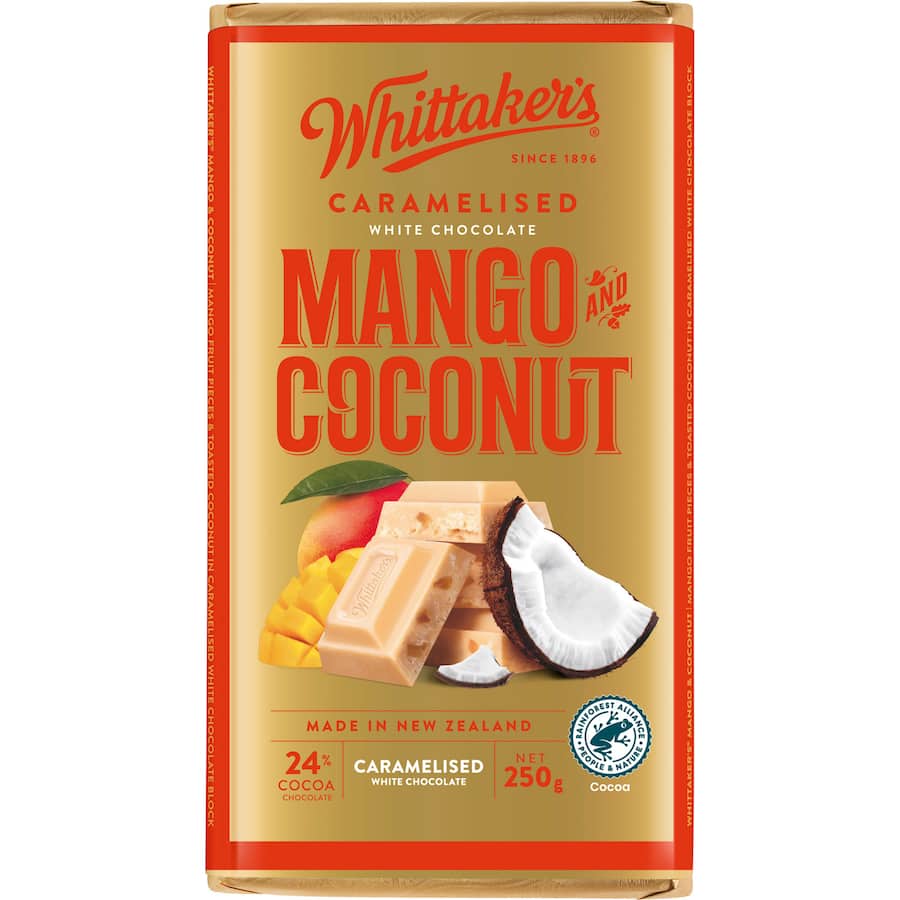 Whittakers Chocolate White Mango & Coconut Block 250g