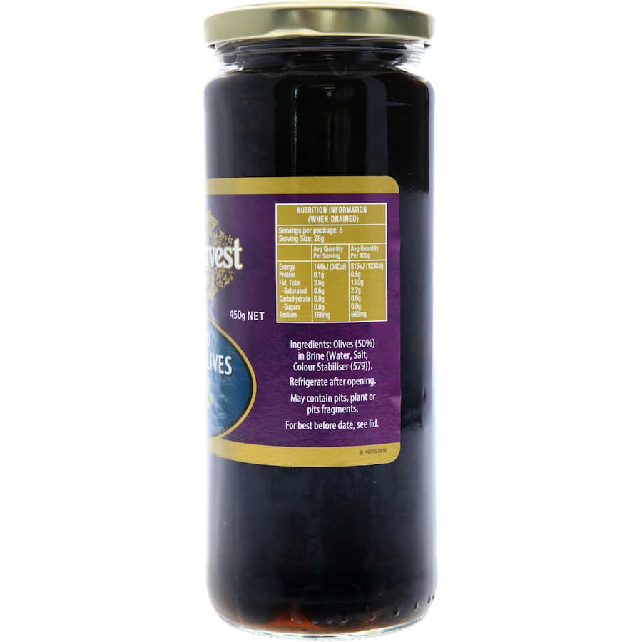 Sun Harvest Olives Black Pitted 450g
