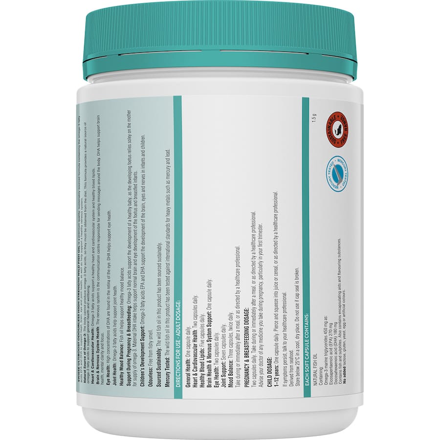 Swisse Ultiboost Fish Oil Odourless Hi-strength 1500mg Capsules 200pack