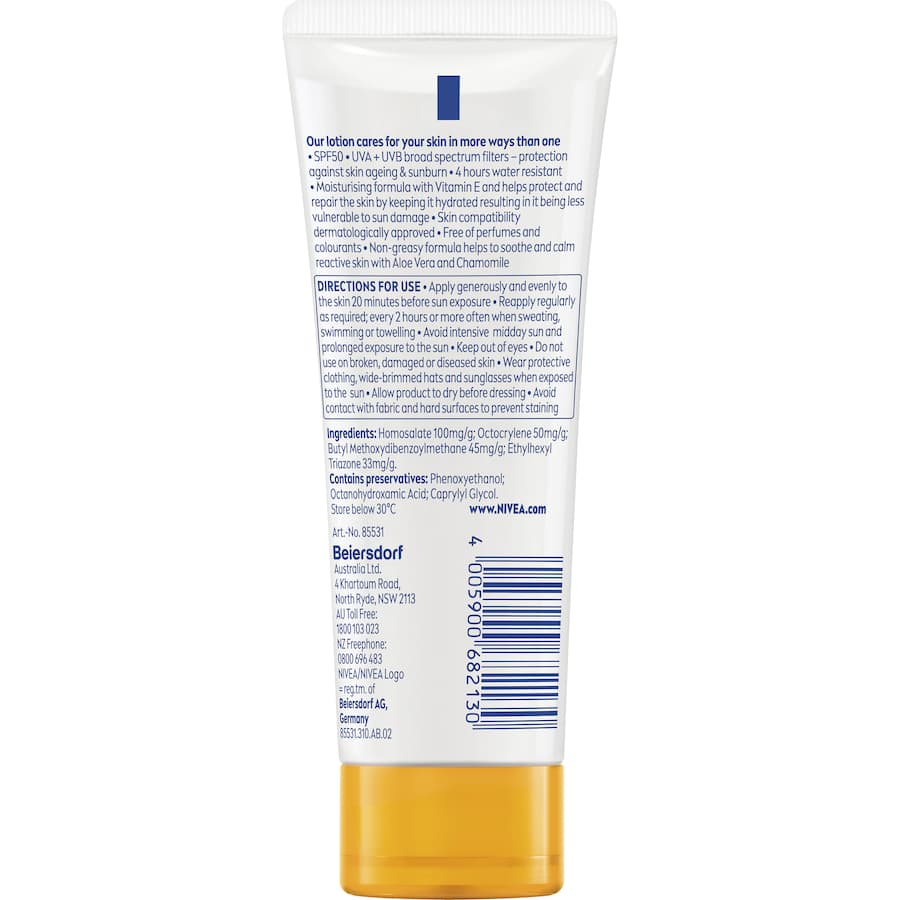 Nivea Sunscreen Sensitive Spf50 Tube 100mL