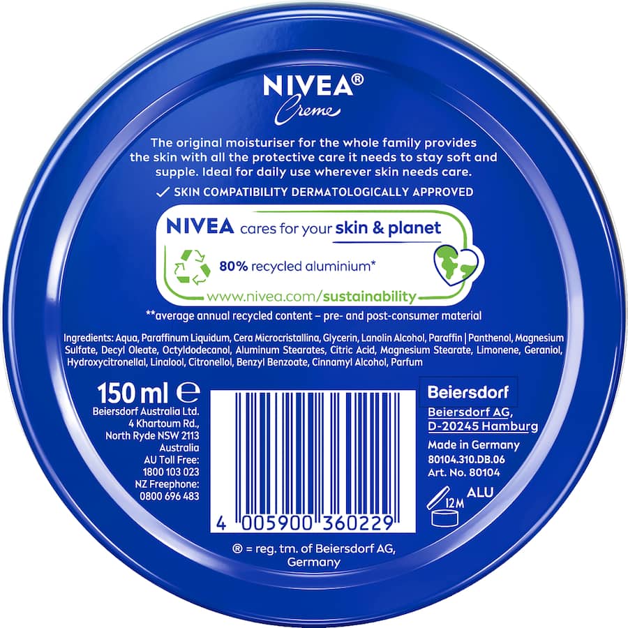 Nivea Creme Moisturiser For Face And Body Tin 150mL