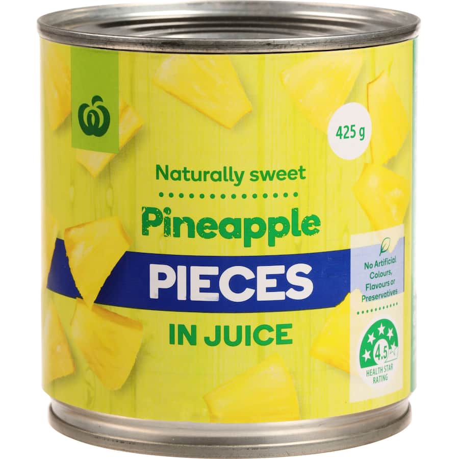 Woolworths Pineapple Pieces In Natural Juice Can 425g