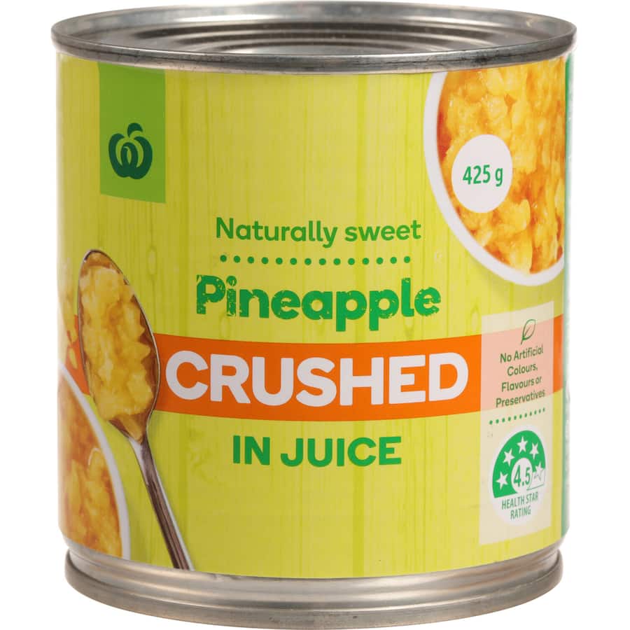 Woolworths Pineapple Crushed In Natural Juice Can 425g