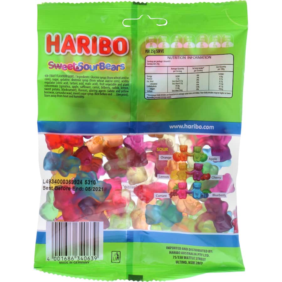 Haribo Jelly Sweets Sweet & Sour Bears 140g