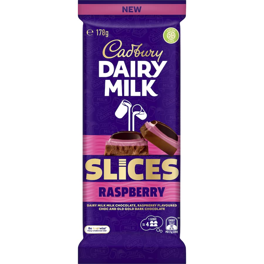 Cadbury Slices Chocolate Raspberry Block 178g