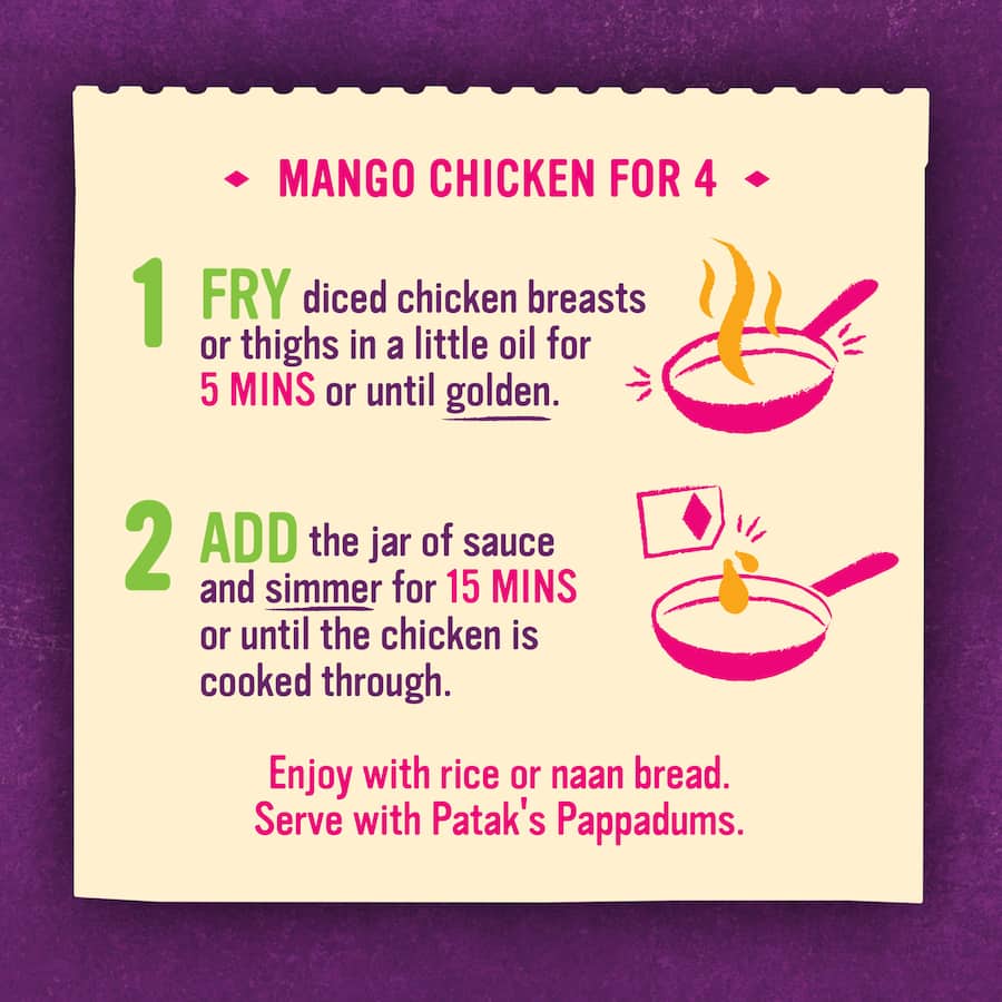 Pataks Recipe Base Mango Chicken Mildly Spiced Jar 450g