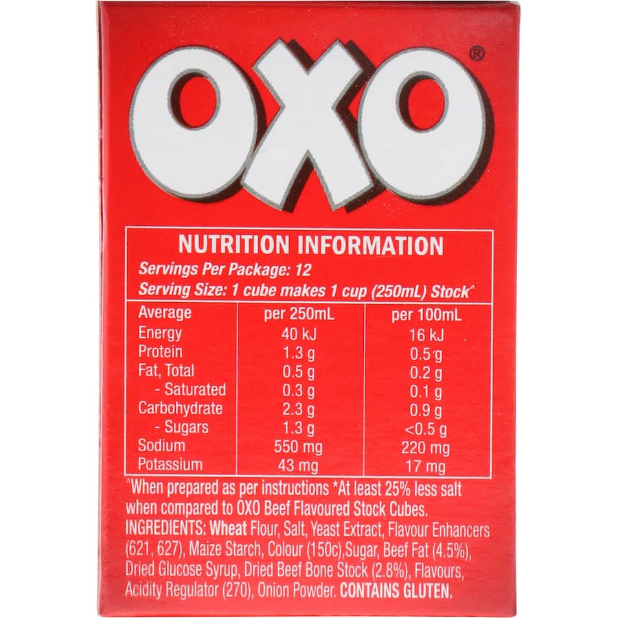 Oxo Beef Stock Reduced Salt Cubes 71g 12pack