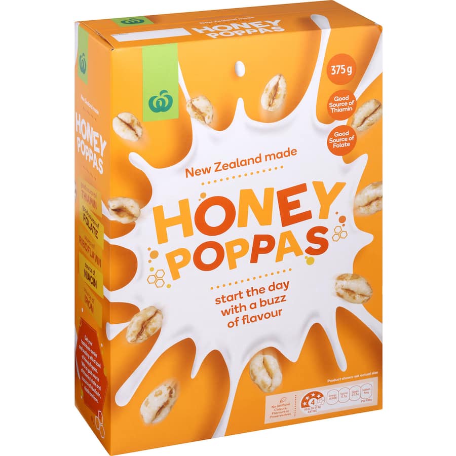 Woolworths Cereal Honey Poppas 375g