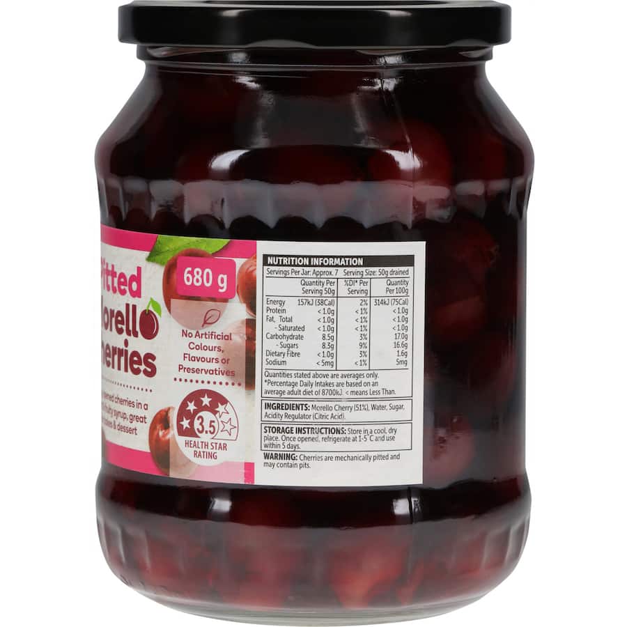Woolworths Cherries Morello Jar 680g