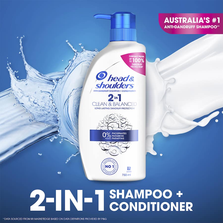 Head & Shoulders 2 In 1 Shampoo & Conditioner Clean Balanced 750mL