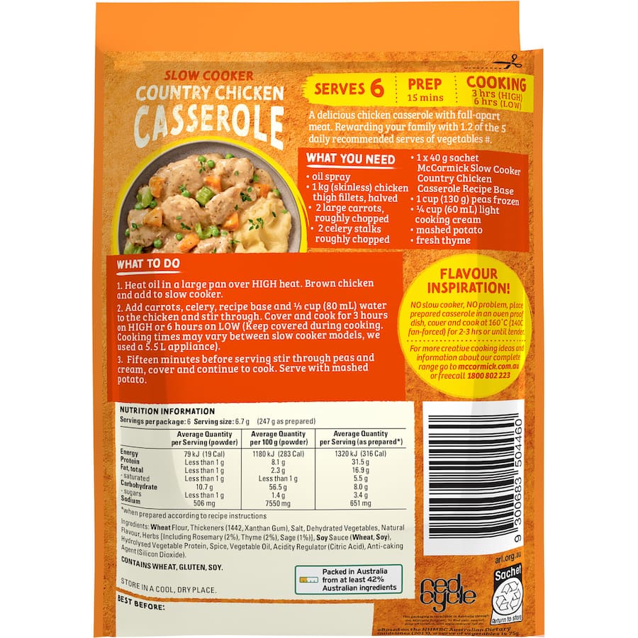 Mccormick Slow Cookers Recipe Base Country Chicken Casserole 40g