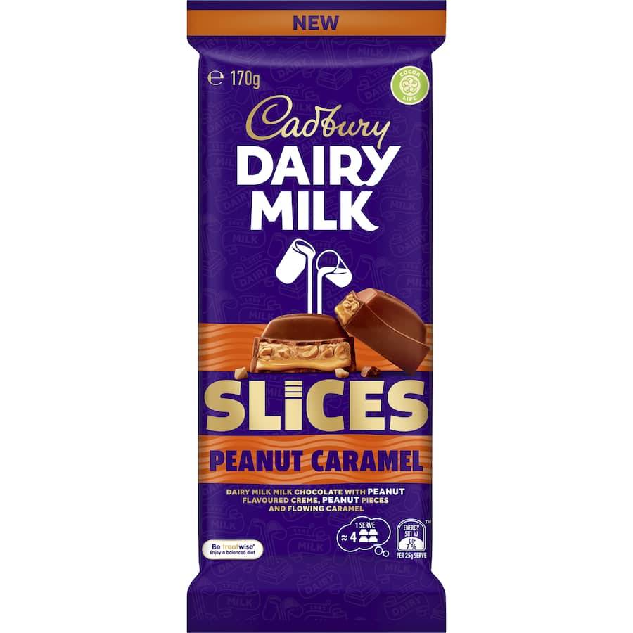 Cadbury Slices Chocolate Peanut Caramel Block 170g