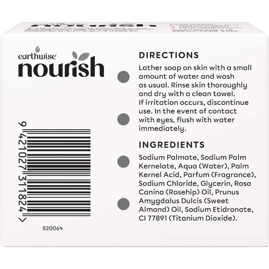 Earthwise Nourish Soap Rosehip & Almond Oil 90g bars 3pack