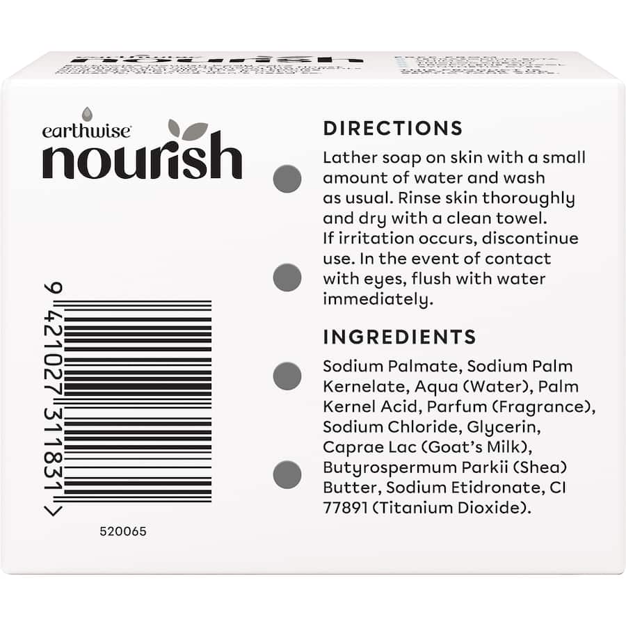 Earthwise Nourish Soap Goats Milk & Shea Butter 90g bars 3pack