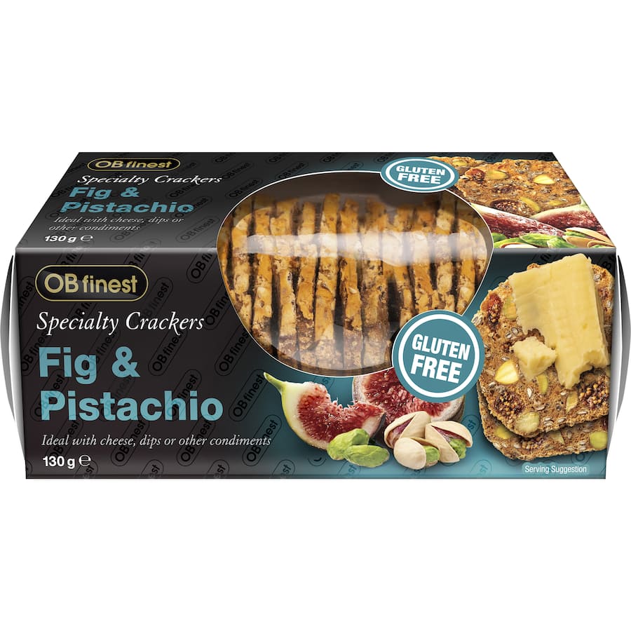 Ob Finest Gluten Free Crackers Fig & Pistachio 130g