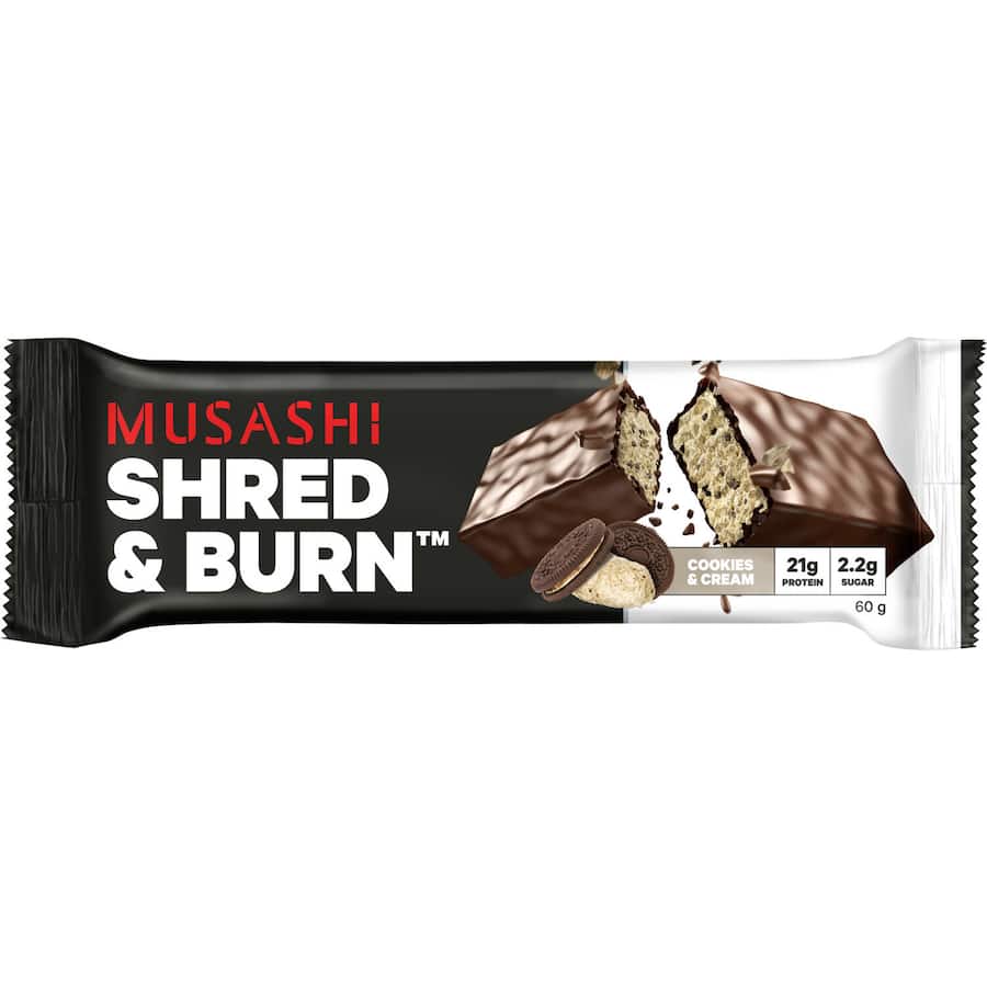 Musashi Shred & Burn Protein Bar Cookies & Cream 60g