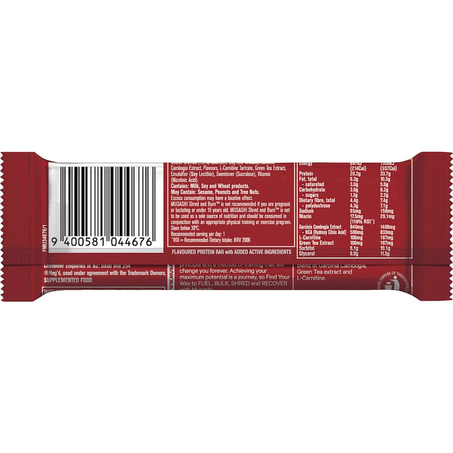 Musashi Shred & Burn Protein Bar Cookies & Cream 60g