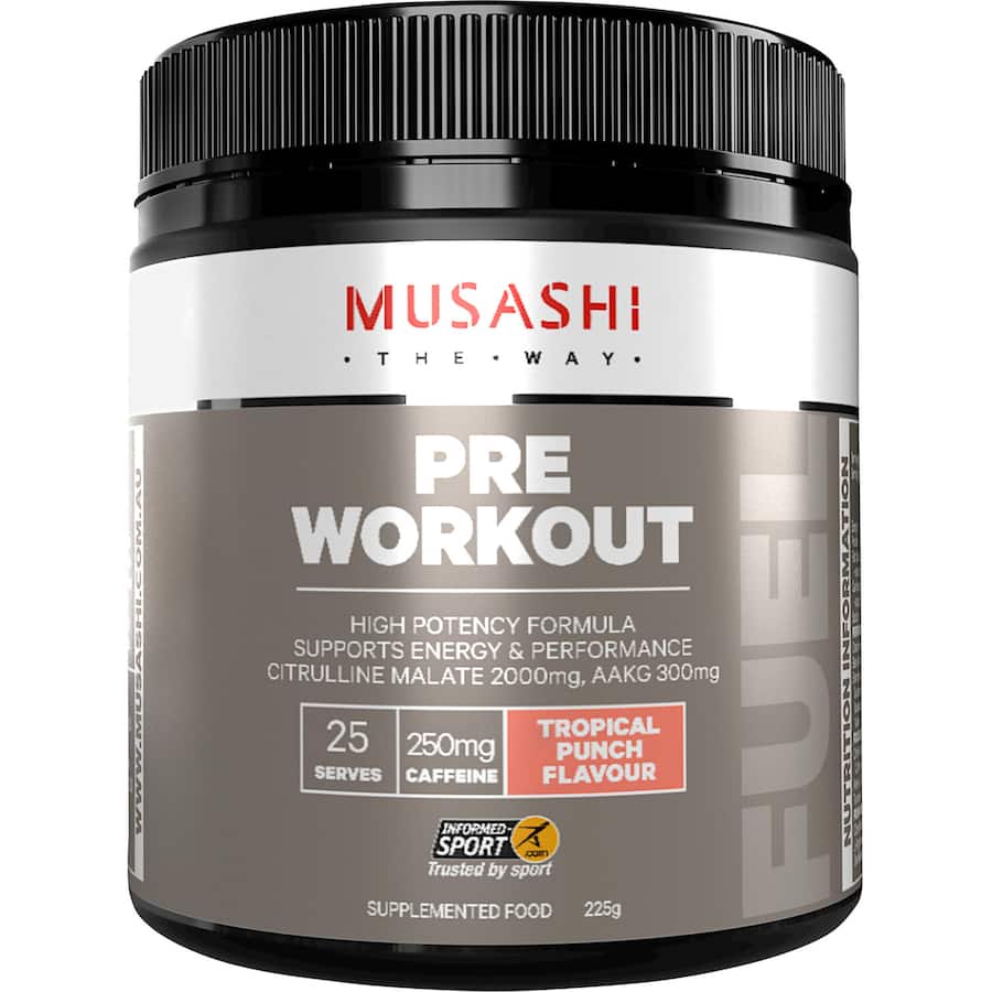Musashi Pre-workout Protein Powder Tropical Energy & Performance 225g