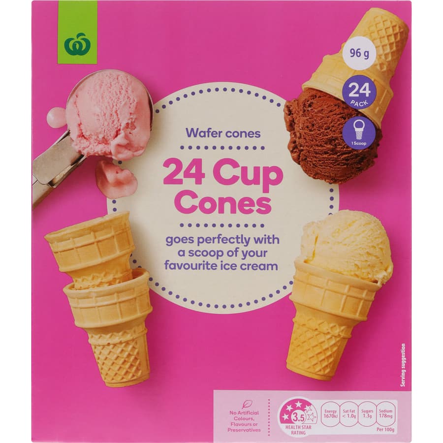 Woolworths Ice Cream Cones Cups Boxed 24pack