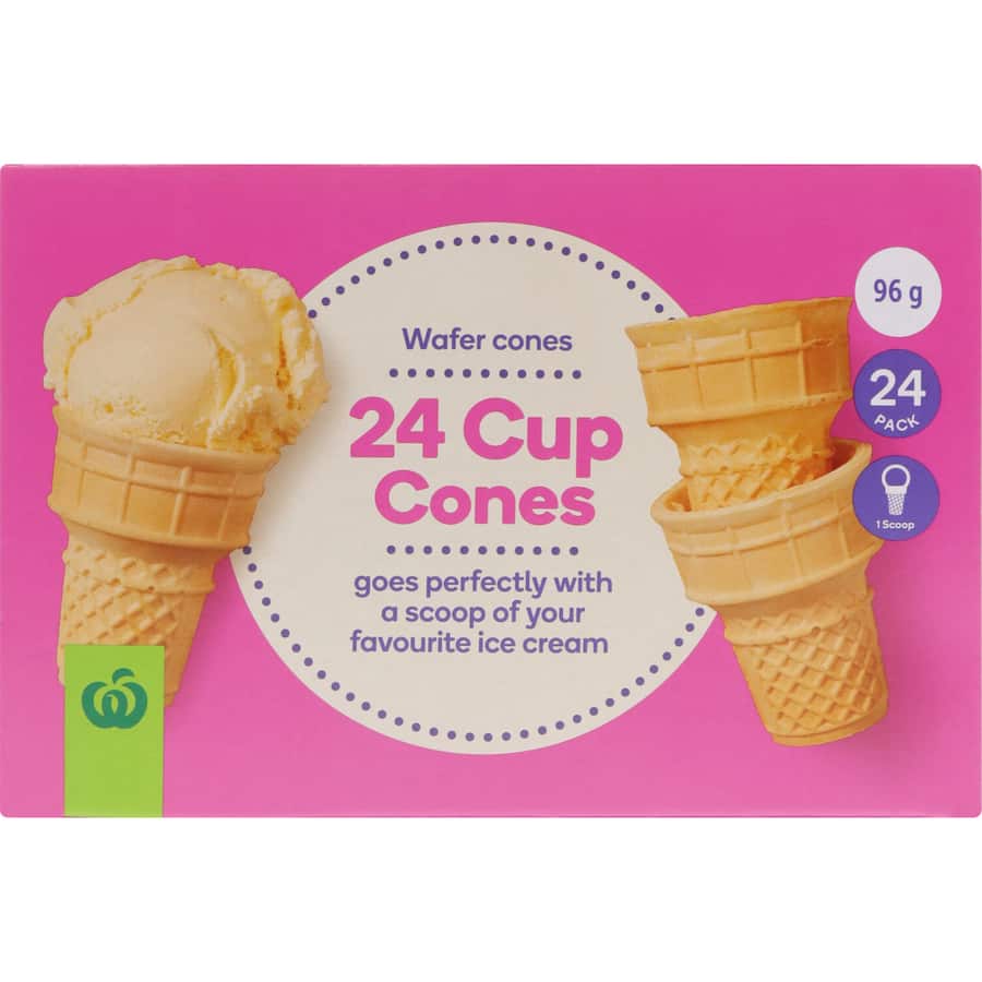 Woolworths Ice Cream Cones Cups Boxed 24pack