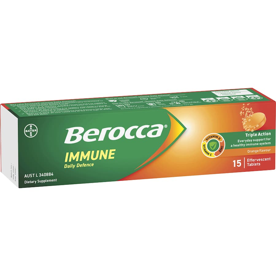 Berocca Immune Effervescent Daily Defence Orange Tablet 15pack