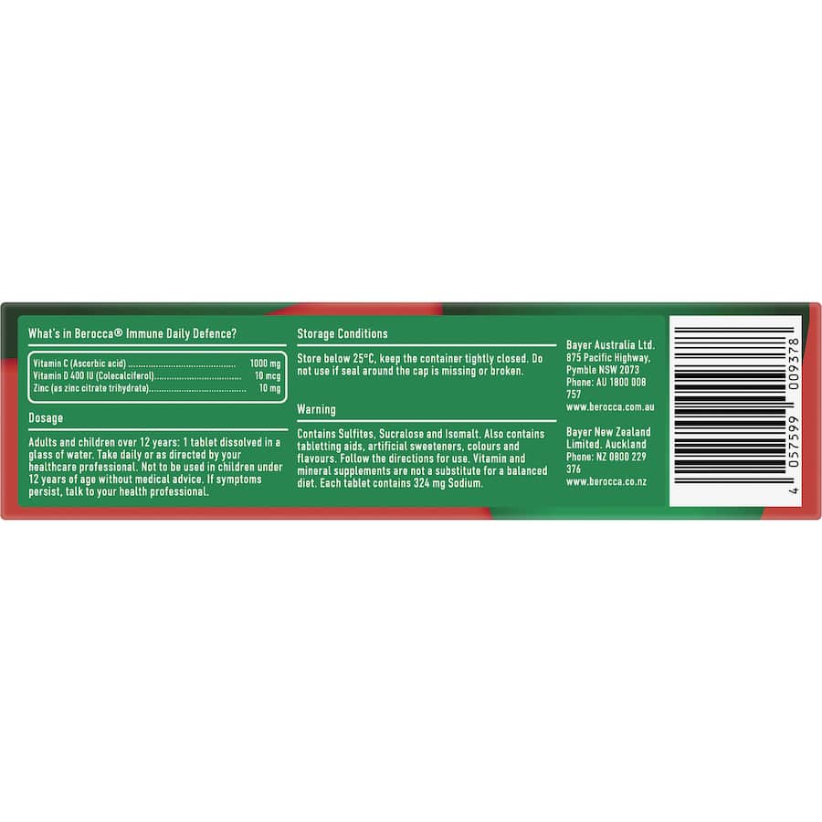 Berocca Immune Effervescent Daily Defence Orange Tablet 15pack