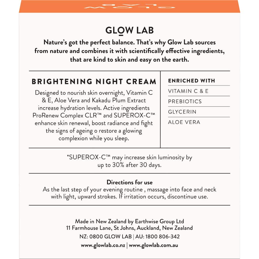 Glow Lab Night Cream Vitamin C Pot 50g