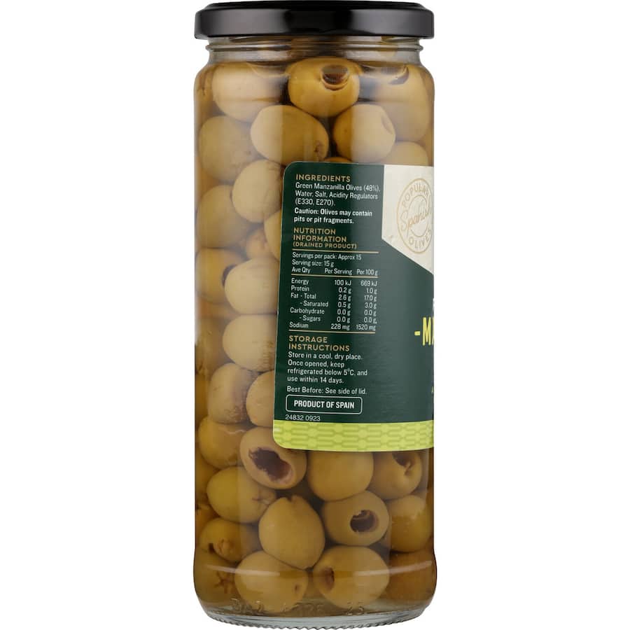 Delmaine Olives Pitted Green Jar 450g