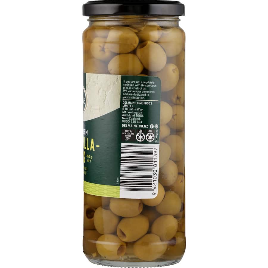 Delmaine Olives Pitted Green Jar 450g