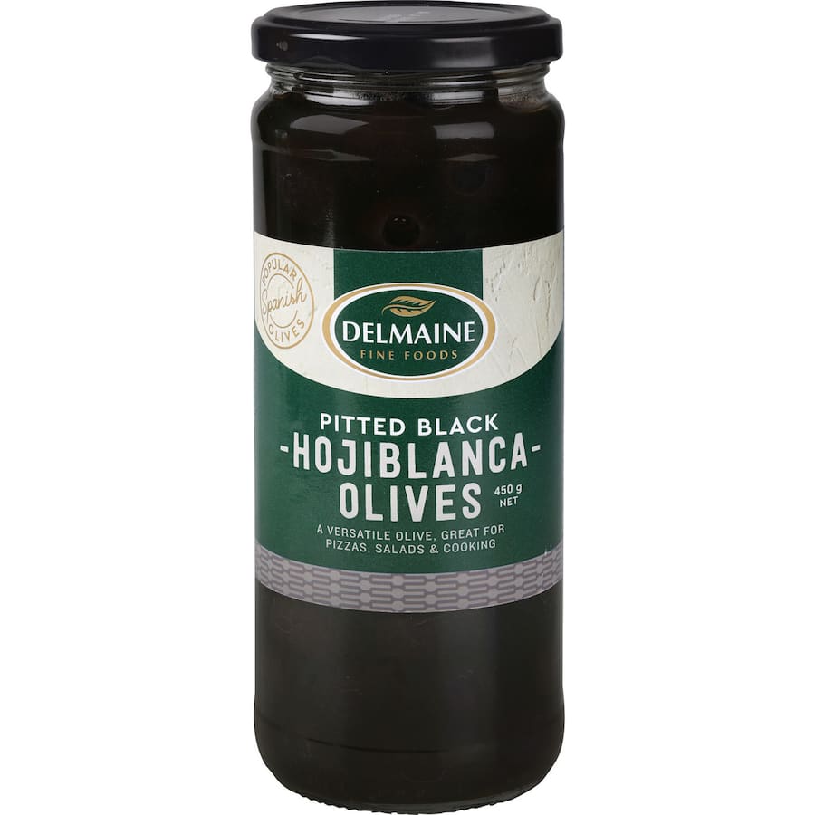 Delmaine Olives Pitted Black 450g