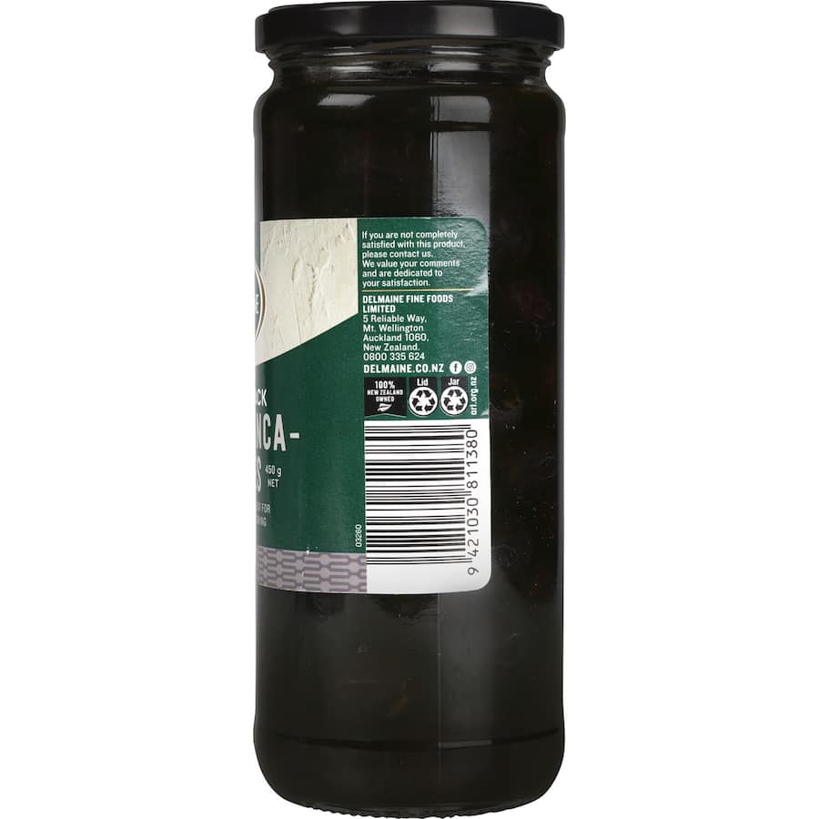 Delmaine Olives Pitted Black 450g
