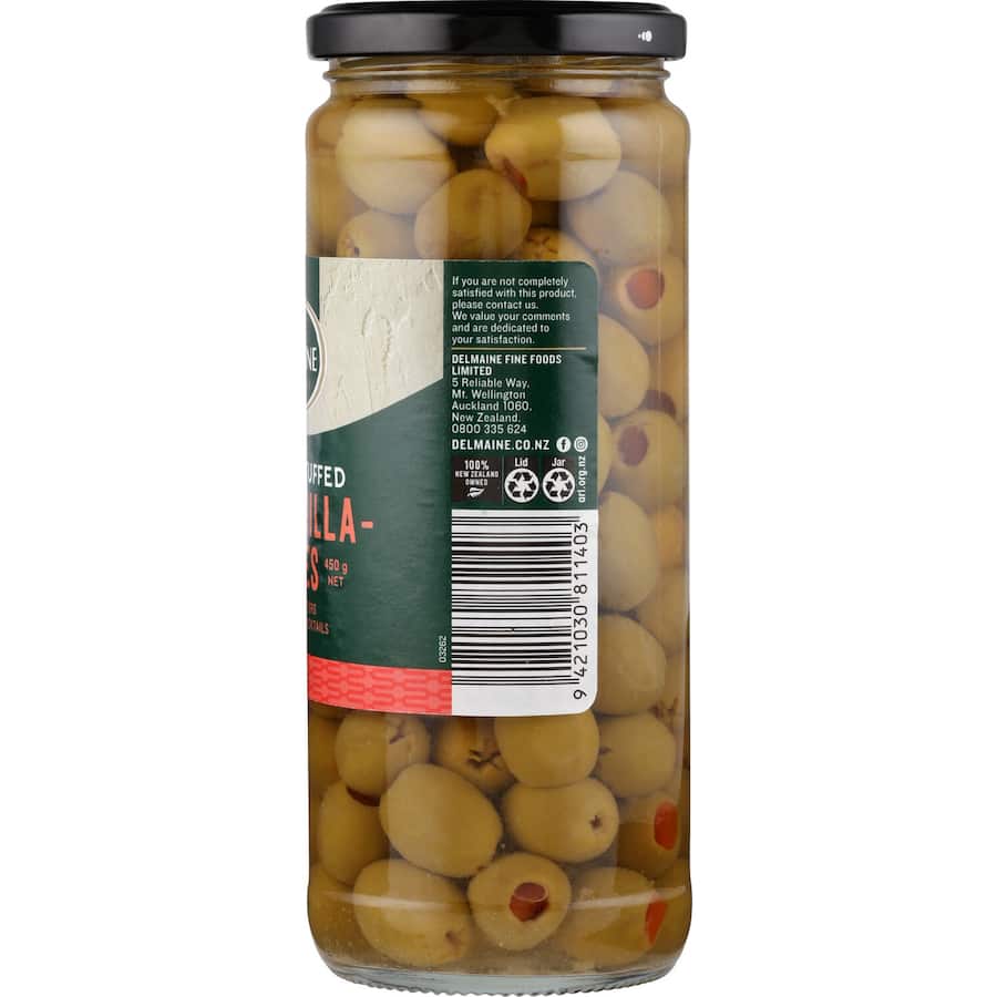 Delmaine Olives Stuffed Green 450g