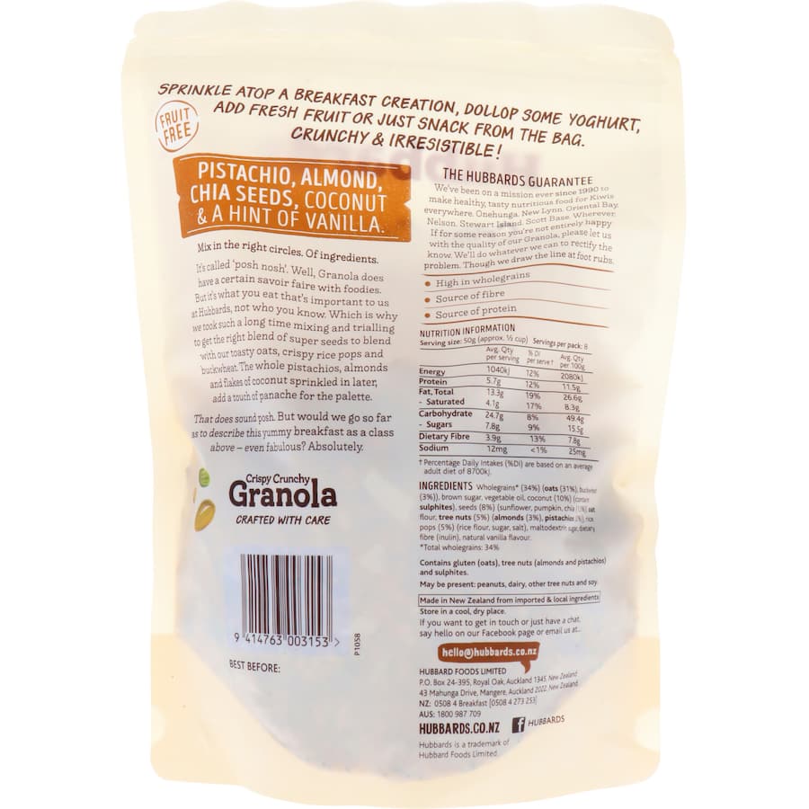 Hubbards Granola Pistachio Almond & Chia 400g