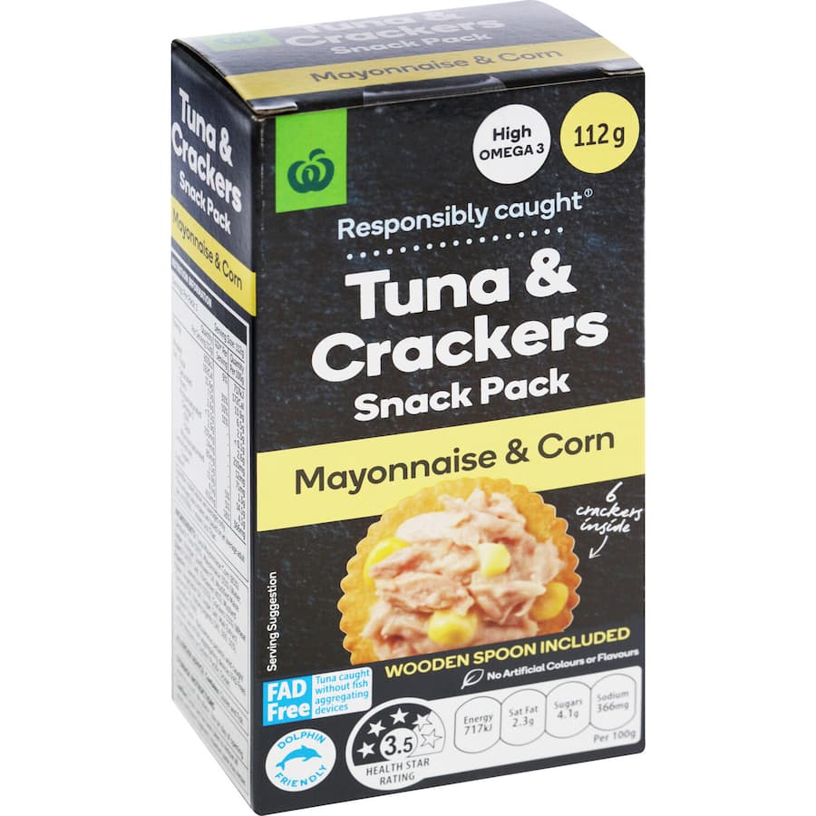 Woolworths Tuna & Crackers Mayo & Corn Flavoured 112g