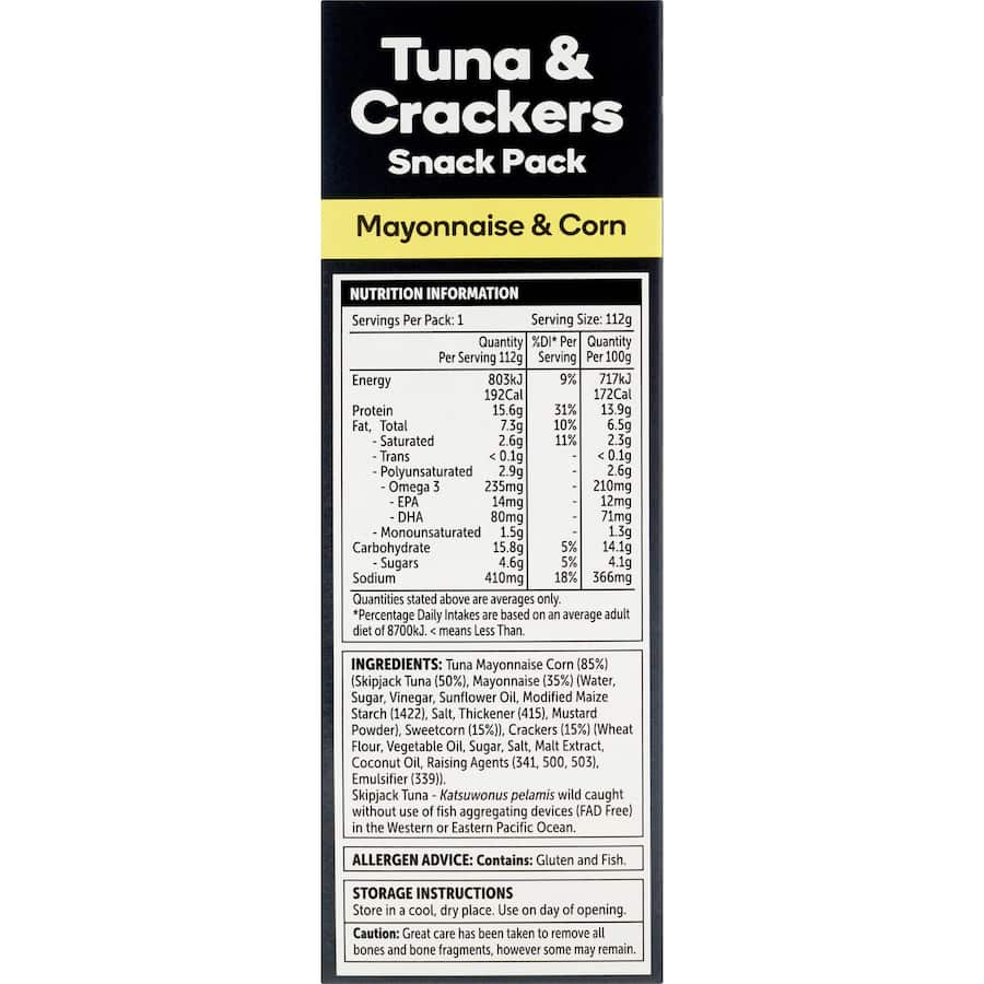 Woolworths Tuna & Crackers Mayo & Corn Flavoured 112g