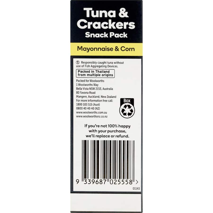 Woolworths Tuna & Crackers Mayo & Corn Flavoured 112g